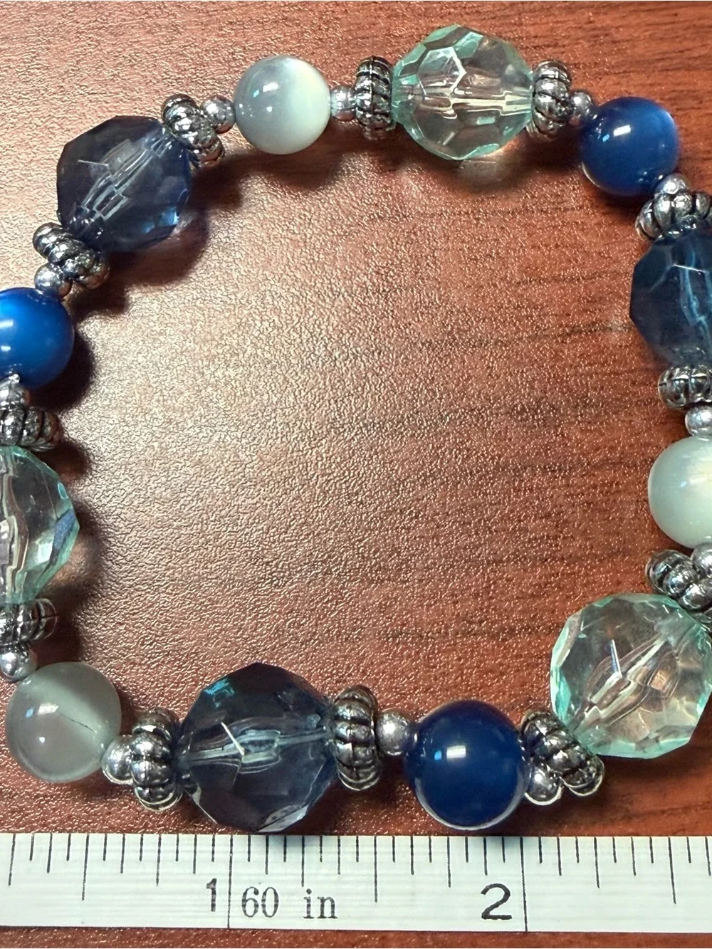 Two (2) Faceted Blue & Aqua Beaded Stretch Bracelets